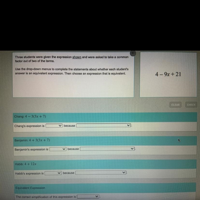 Three students were given the expression shown and were asked to take a common factor-example-1