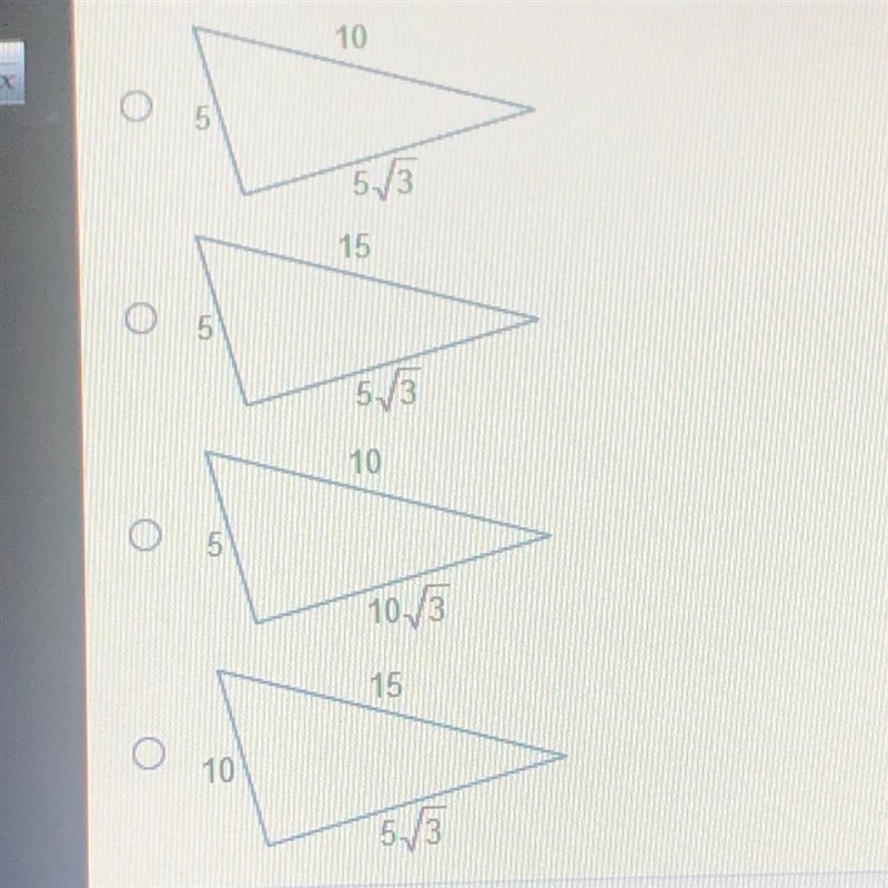 Which triangle is a 30-60-90 triangle-example-1