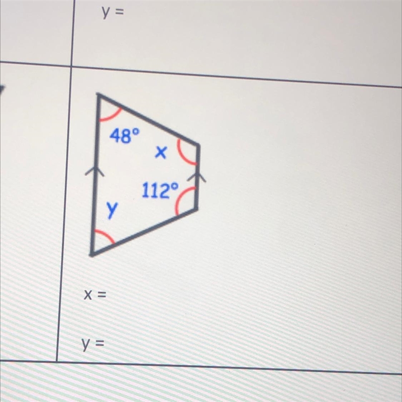 48° Х 112° у X = y =-example-1