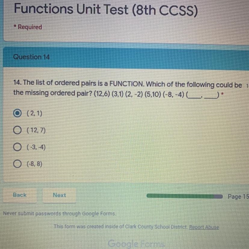 The list of ordered pairs is a function. which of the following to be the missing-example-1