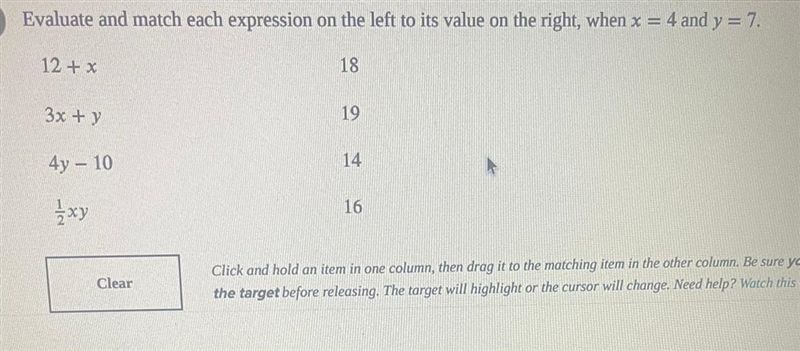 Evaluate and match each expression.-example-1