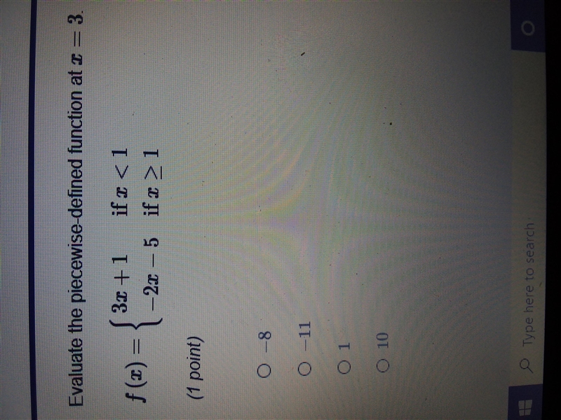 30 POINTS PLEASE HELP! Evaluate the piecewise-defined function at x=3. See picture-example-1