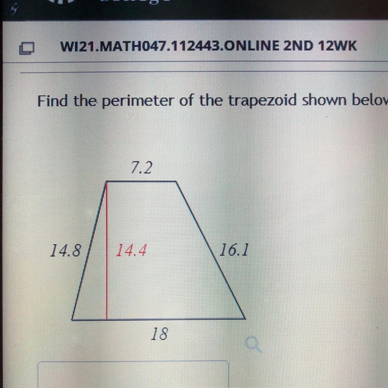 36 points! Find the perimeter of the trapezoid shown below-example-1