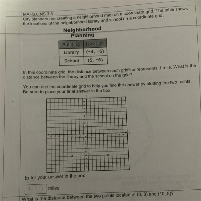 What is the total distance from (-4,-6) (5,-6) in miles-example-1