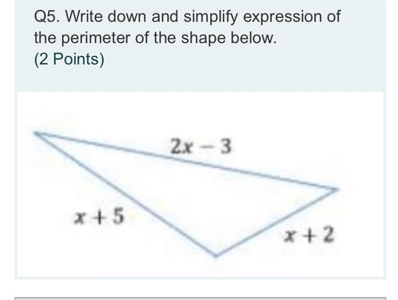 Write down and simplify expression of the perimeter of the shape below. Simplified-example-1