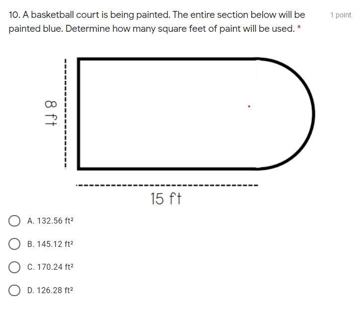 A basketball court is being painted. The entire section below will be painted blue-example-1