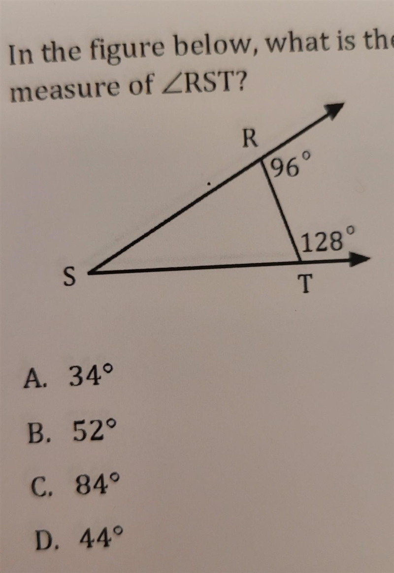 In the figure below, what is the measure of RST​-example-1