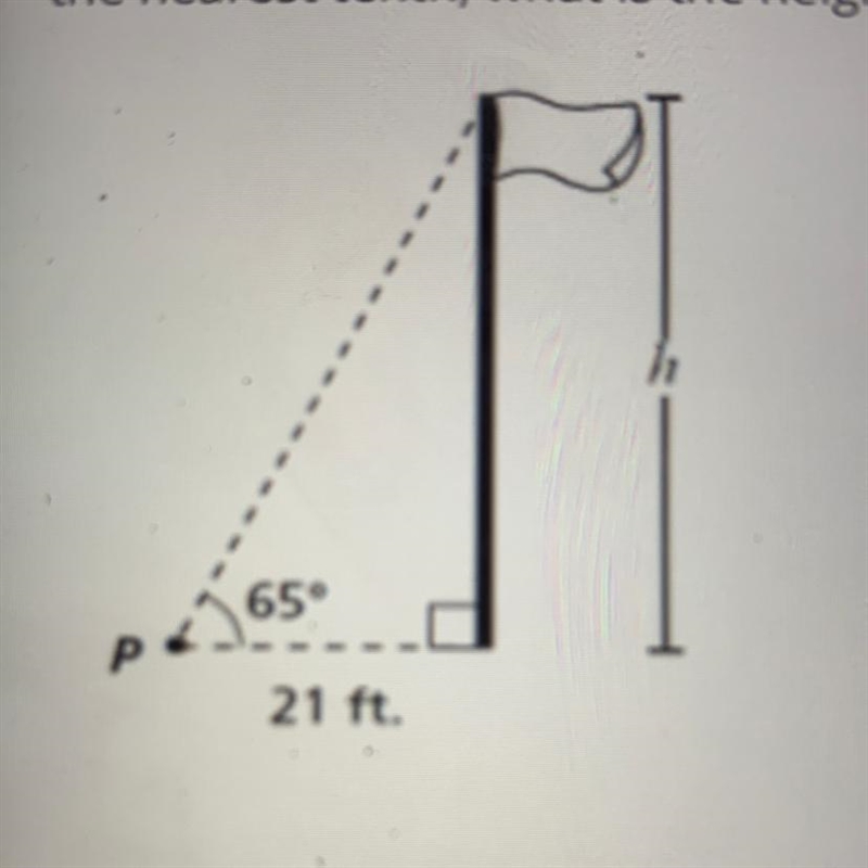 Question 7 (1 point) The angle of elevation from point P to the top of the pole is-example-1