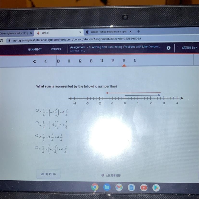 What sum is represented by the following number line?-example-1