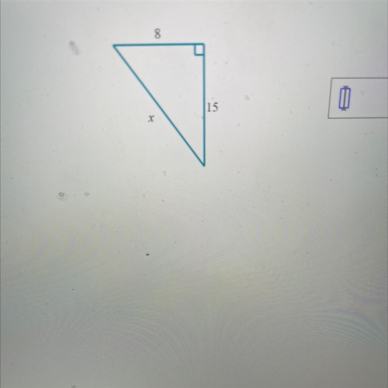 For the following right triangle, find the side length x.-example-1