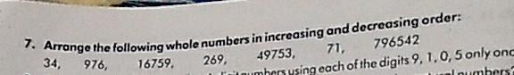 Arrange the following whole numbers in increasing and decreasing order​-example-1
