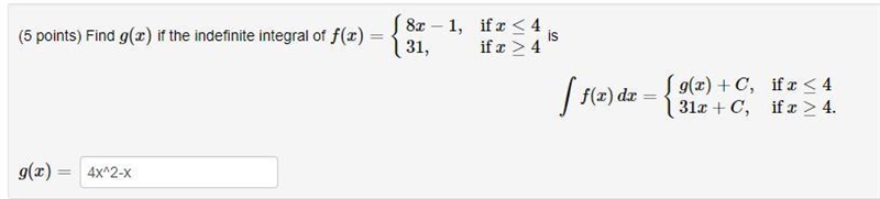 Find g(x) if the indefinite integral of f(x) need little help-example-1