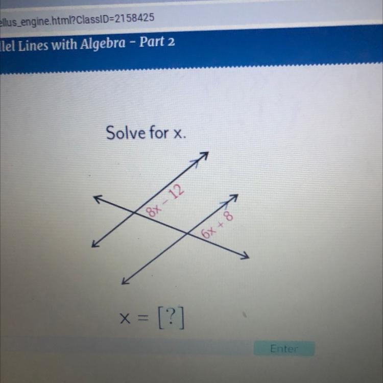 Solve for x. 18x - 12 16x +8 x = [?]-example-1