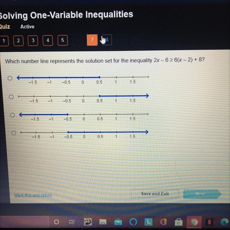 Which number line represents the solution set for the inequality? HELP PLEASE-example-1