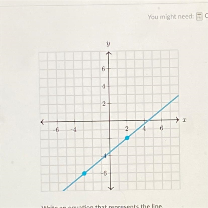 Write a equation that represents the line. Use exact numbers HELP PLEASE I WILL GIVE-example-1