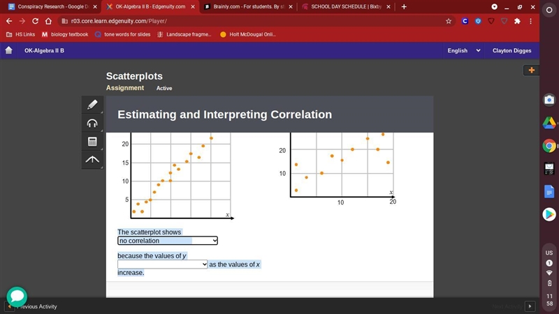 The scatter plot shows (no correlation/ a positive correlation/ a negative correlation-example-1