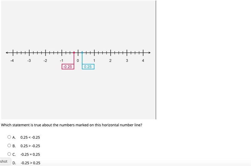 Which statement is true about the numbers marked on this horizontal number line? A-example-1