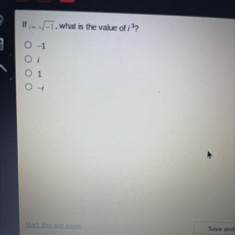 If I= V-1, what is the value of i 3? 0-1 0 i O1 0-i-example-1