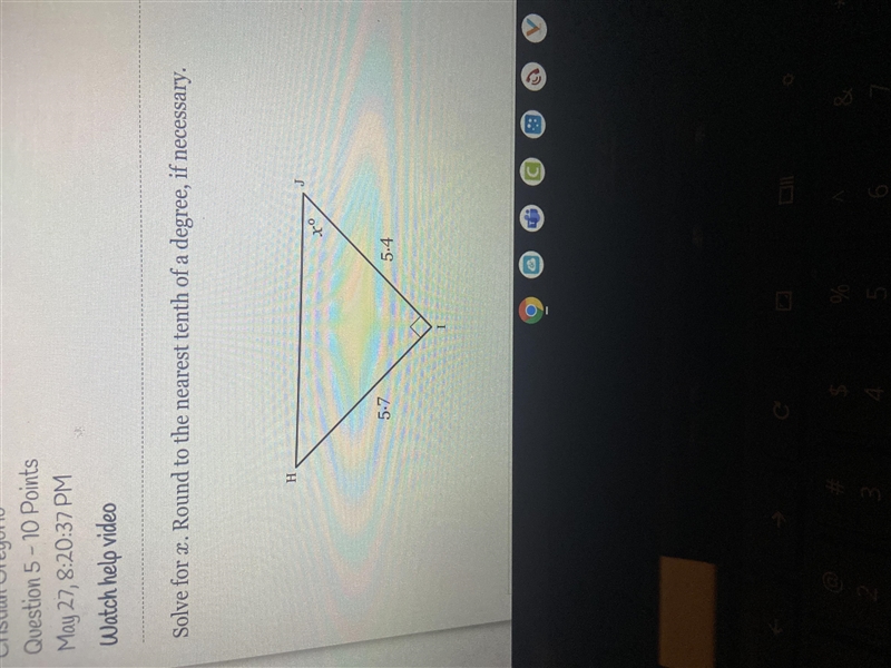 Solve for x. Round to the nearest tenth of a degree, if necessary-example-1