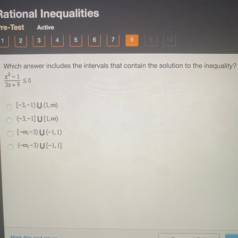 HELPP!!!! Which answer includes the intervals that contain the solution to the inequality-example-1