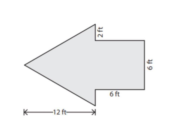 Find the area of the following figure: 2ft 6ft 6ft 12ft-example-1