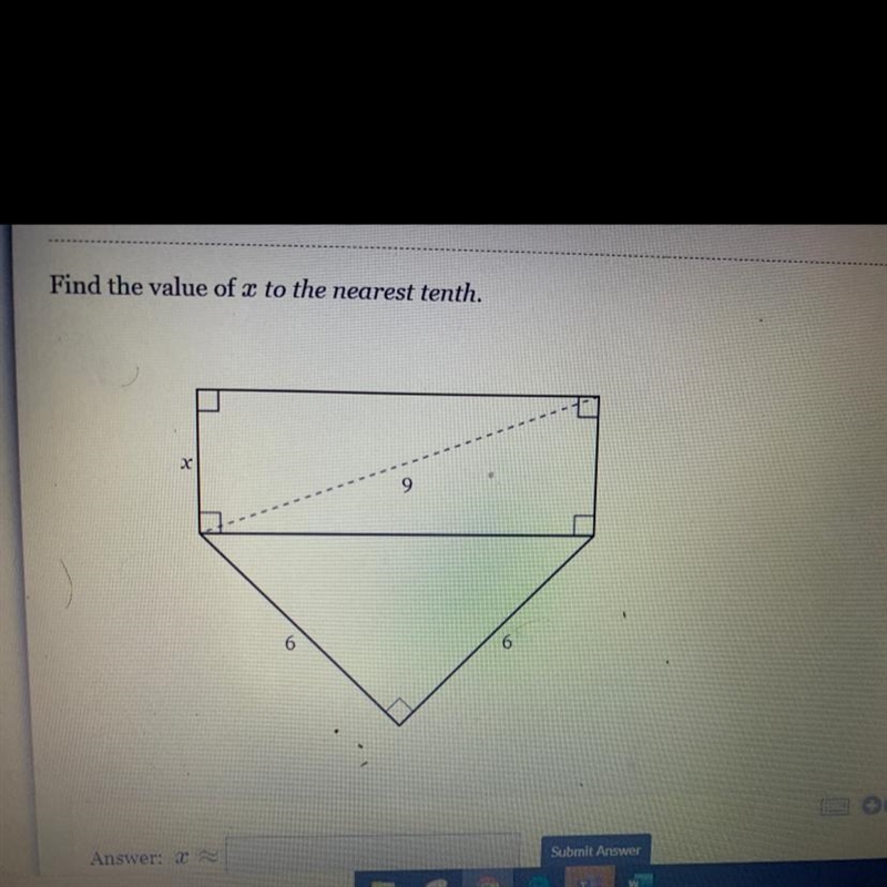 Find the value of x to the nearest tenth.-example-1