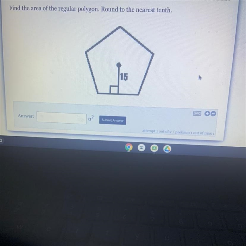 Find the area of the regular polygon. Round to the nearest tenth.-example-1