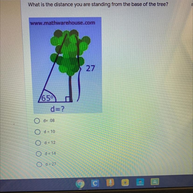 What is the distance you are standing from the base of the tree?-example-1