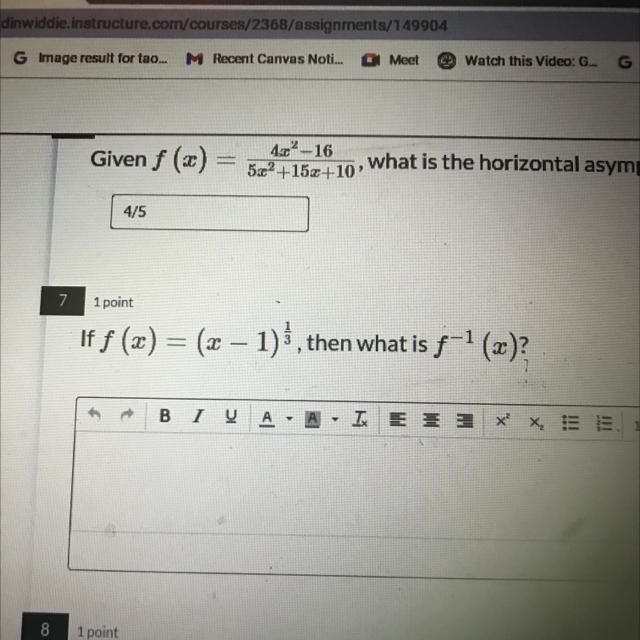 If f(x)=(x-1)^1/3 then what is f^-1(x)-example-1