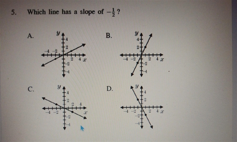 Which line has a slope of -1/2​-example-1