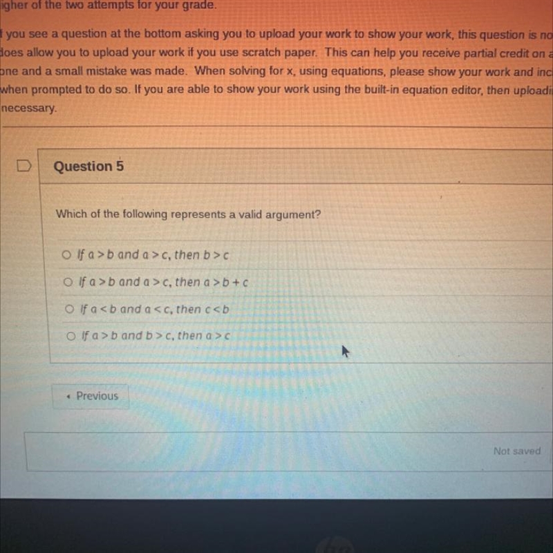 Which of the following represents a valid argument?-example-1