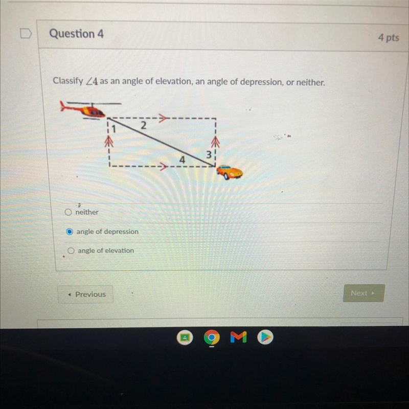 Neither angle of depression angle of elevation-example-1