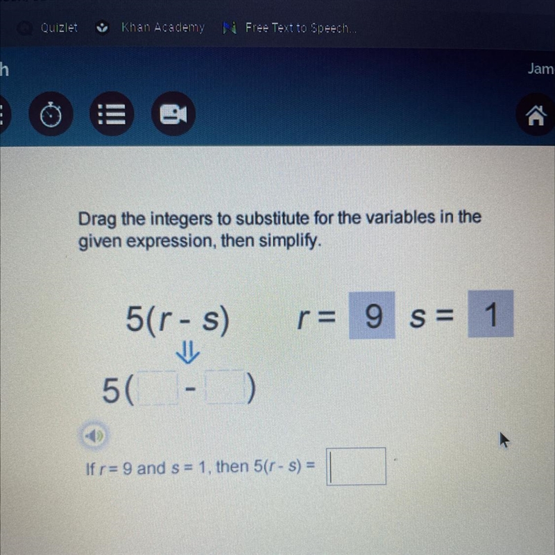 Drag the integers to substitute for the variables in the given expression, then simplify-example-1