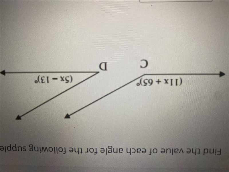 Find the given value of each angle for the following supplementary angles must add-example-1