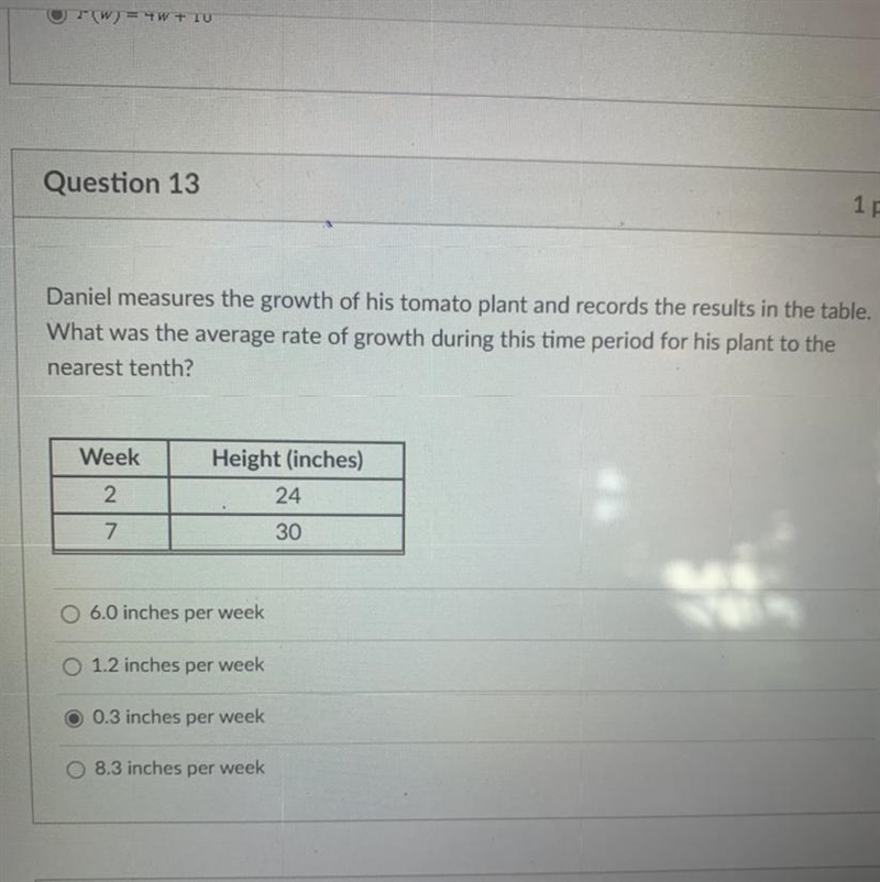 Daniel measures the growth of his tomato plant and records the results in the table-example-1