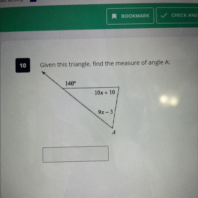 Find the measure of angle A-example-1