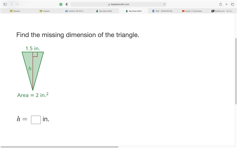 Find the missing dimension of the triangle. DETAILED EXPLANATION.-example-1