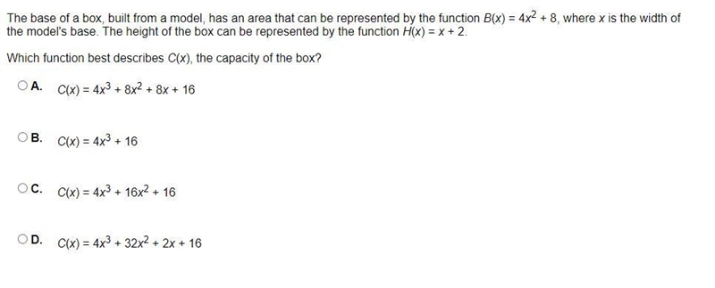 The base of a box, built from a model, has an area that can be represented by the-example-1