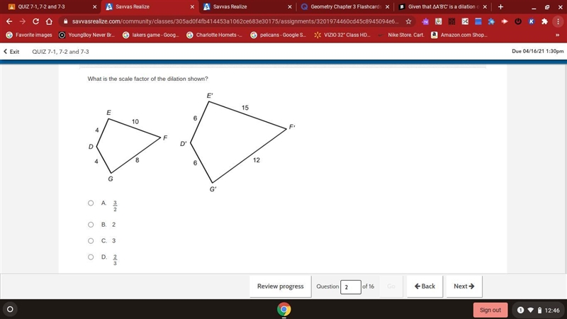 What is the scale factor of the dilation shown?-example-1