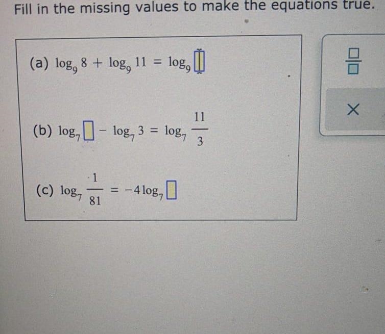 Fill the missing values to make the equations true.-example-1