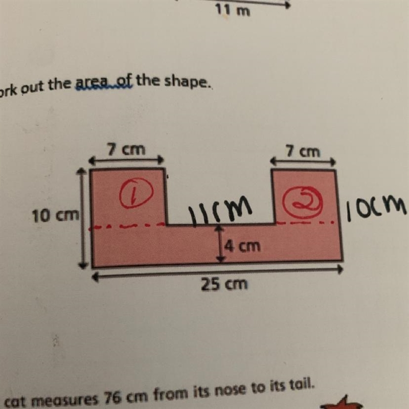 Work out the area of the shape,show working out help me and I think I did the sides-example-1