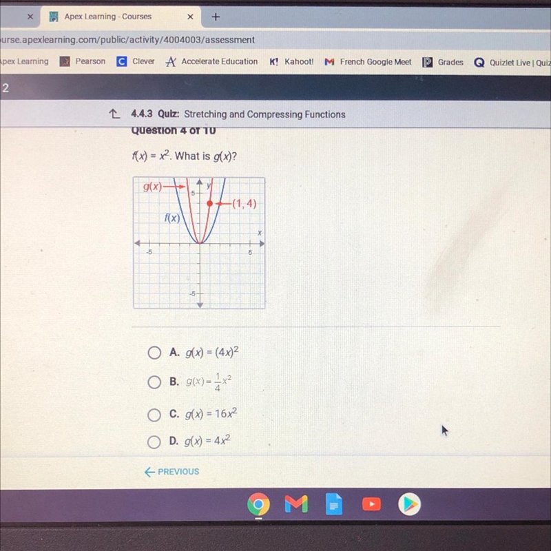 Please help! f(x)=x^2. What is g(x)-example-1