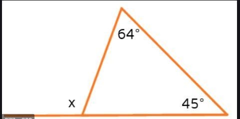 I need the answer ASAP 1. In the figure, x is an exterior angle to the triangle below-example-1