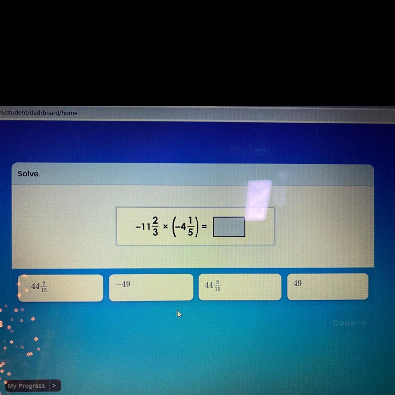 Solve: -11 2/3 x (-4 1/5)-example-1