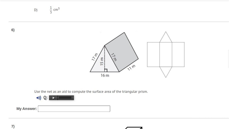 Use the net as an aid to compute the surface area of the triangular prism.-example-1