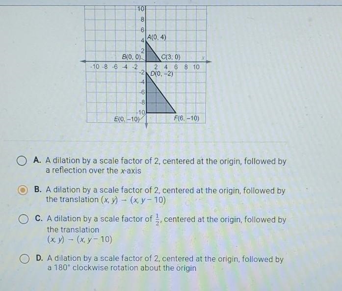 AABC - DEF. What sequence of transformations will move A ABC onto A DEF? 10 8 A(0.4) B-example-1