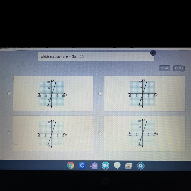 Which is a graph of y = 3x - 1-example-1