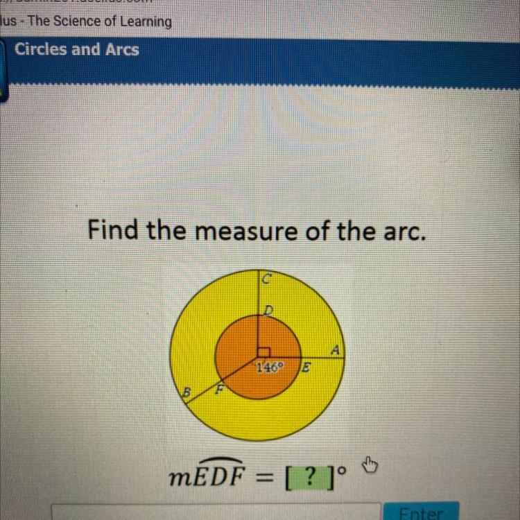 Find the measure of the arc,-example-1