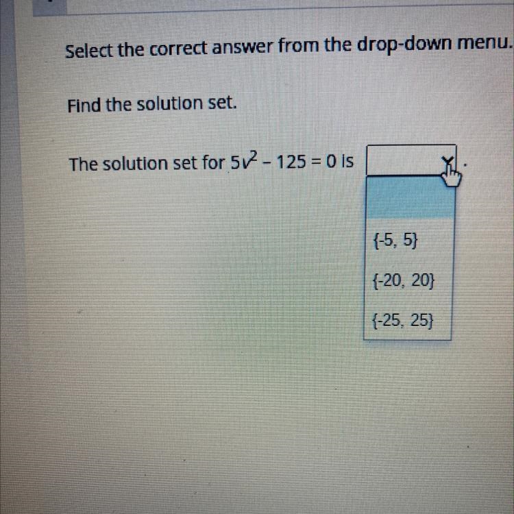 Find the solution set. The solution set for 512 - 125 = 0 is-example-1