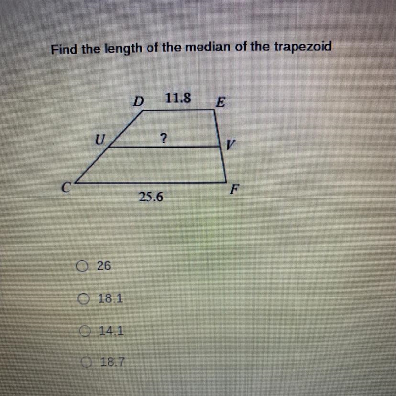 Find the length of the median of the trapezoid-example-1